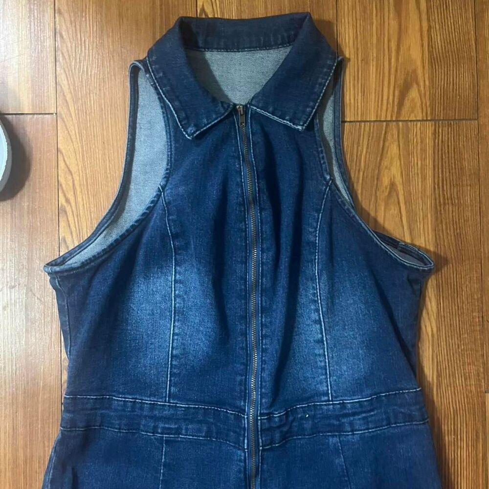 Unbranded Women's Sleeveless Stretch Denim Jumpsuit SZ L - Picture 4 of 6